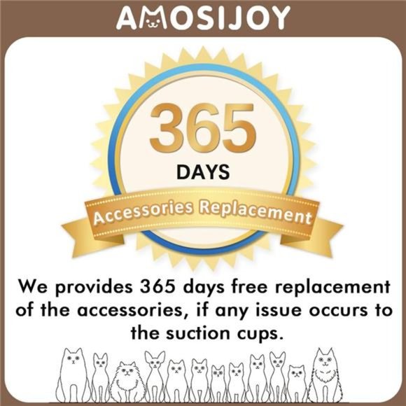 Cordless Cat Window Perch, Cat Hammock for Wall with 4 Suction Cups,Anchor&Screw - Picture 6 of 7